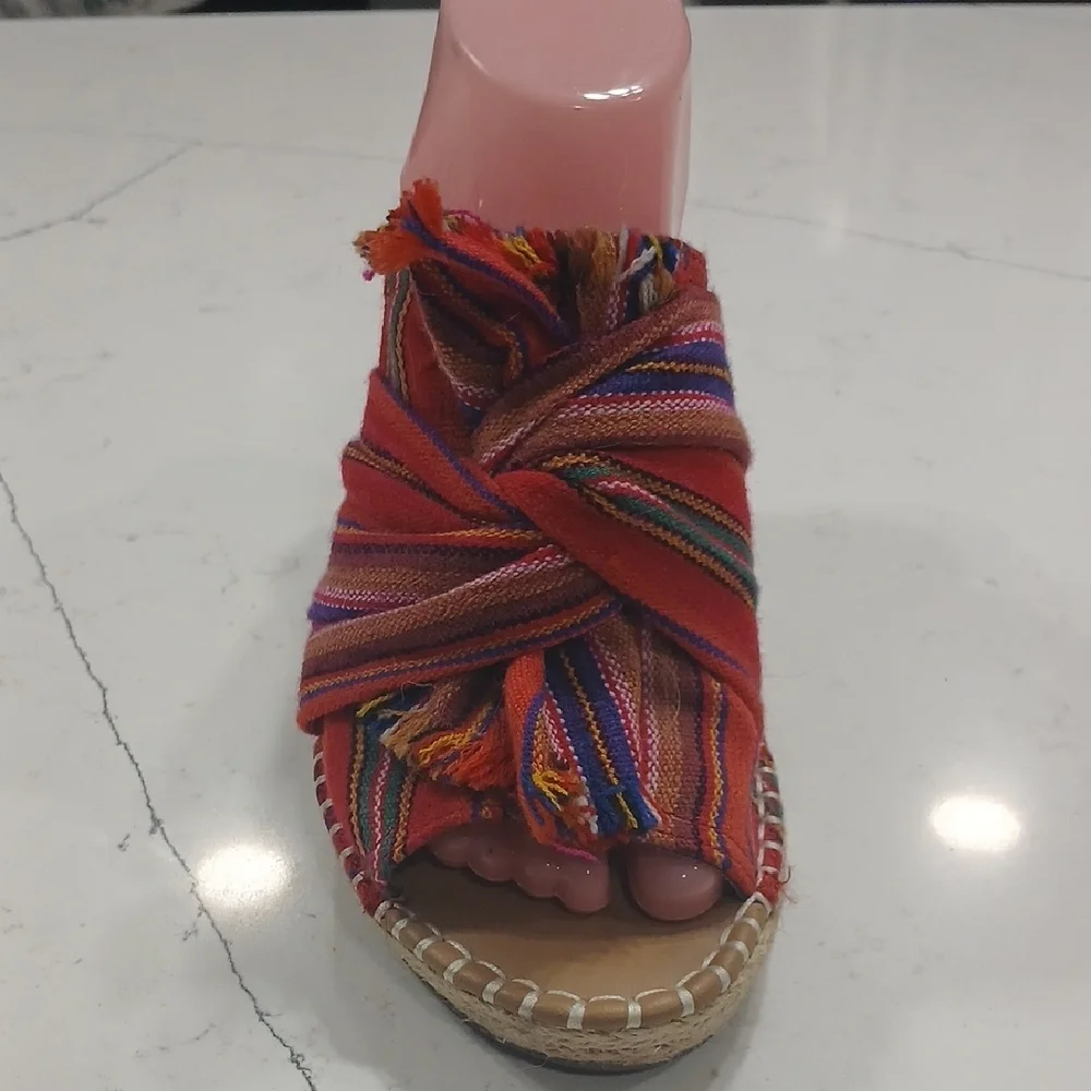 Altar'd State Red and Blue Wedge Espadrilles Pre-owned Sz 10M